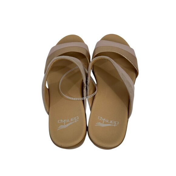 Dansko Theresa Womens Sandals Block Heel Metallic Nude Leather Suede Size 39 - Picture 6 of 12